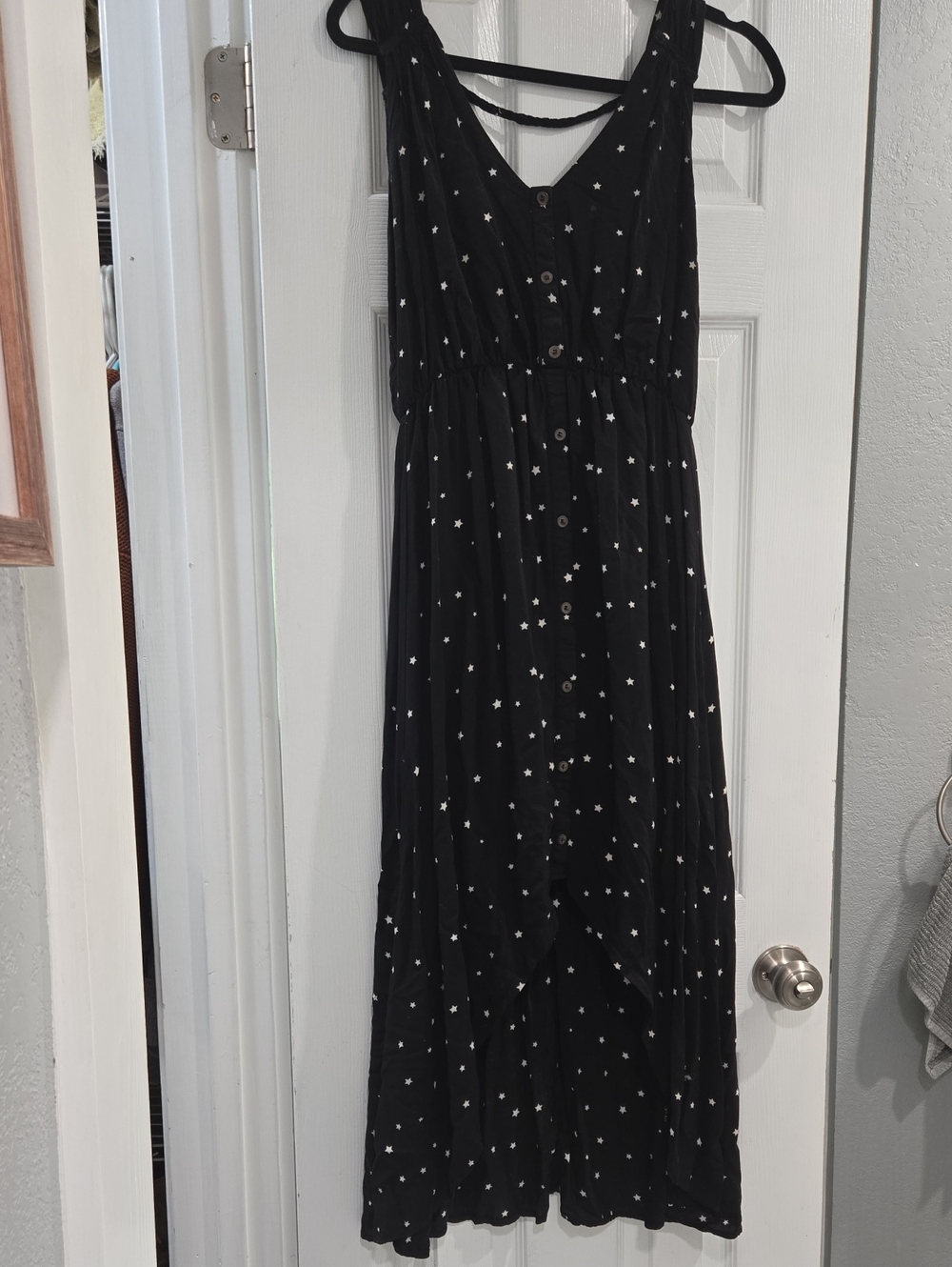 Eyeshadow Black Maxi Dress with White Star Print